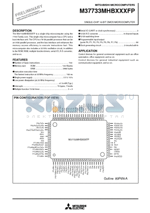 M37733MHBXXXFP datasheet - SINGLE-CHIP 16-BIT CMOS MICROCOMPUTER