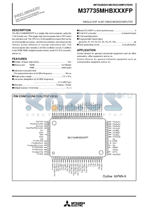 M37735MHBXXXFP datasheet - SINGLE-CHIP 16-BIT CMOS MICROCOMPUTER