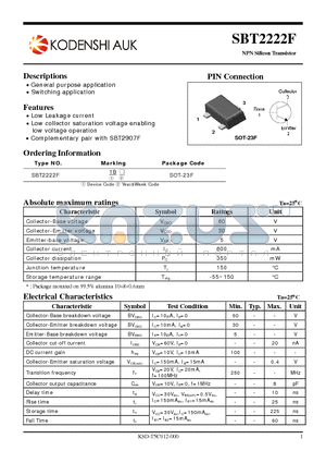 SBT2222F datasheet - NPN Silicon Transistor