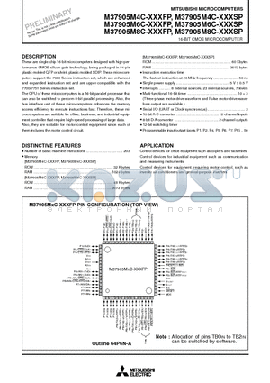 M37905M4C-XXXSP datasheet - 16 BIT CMOS MICROCOMPUTER