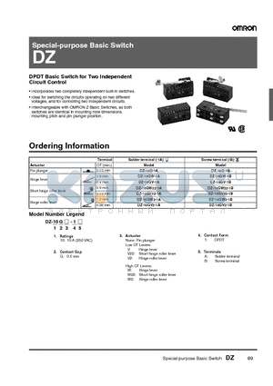 DZ-10GW-1B datasheet - Special-purpose Basic Switch