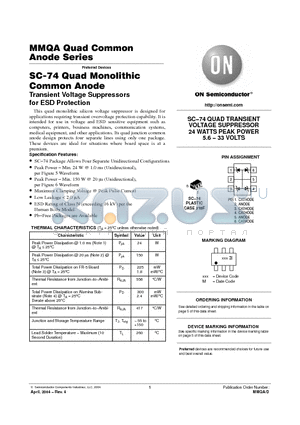 SC-74 datasheet - MMQA Quad Common Anode Series