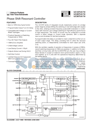 UC3875DWPTRG4 datasheet - Phase Shift Resonant Controller