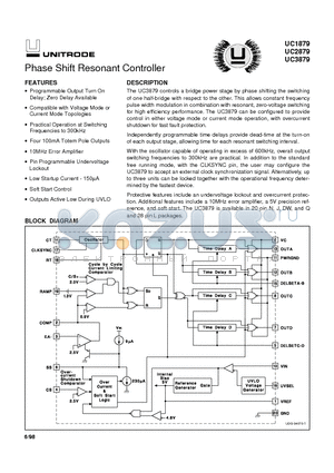 UC3879 datasheet - Phase Shift Resonant Controller