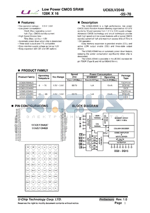 UC62LV2048KI datasheet - Low Power CMOS SRAM