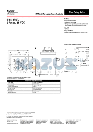 E-55 datasheet - E-55 4PDT,2 Amps, 28 VDC