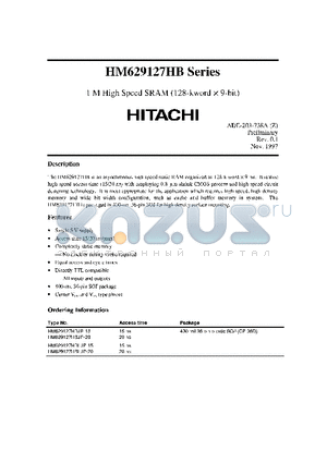 HM629127HB-15 datasheet - 1 M HIGH SPEED SRAM(128-KWORD X 9-BIT)