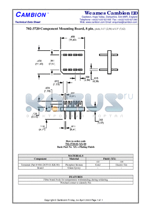 702-3720 datasheet - Component Mounting Board, 8 pin