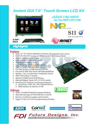 UEZGUI-1788-70WVE datasheet - 2Instant GUI 7.0 Touch Screen LCD Kit