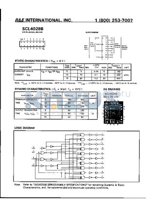SCL4028B datasheet - BCD-TO-DECIMAL DECODER