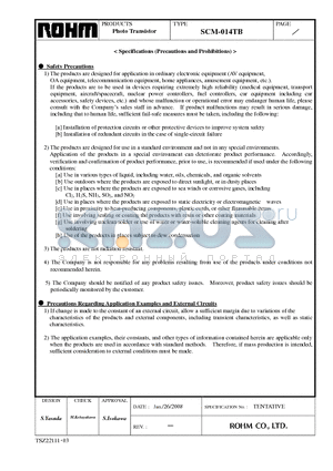 SCM-014TB datasheet - Specifications (Precautions and Prohibitions)