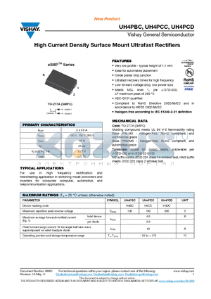 UH4PCD datasheet - High Current Density Surface Mount Ultrafast Rectifiers