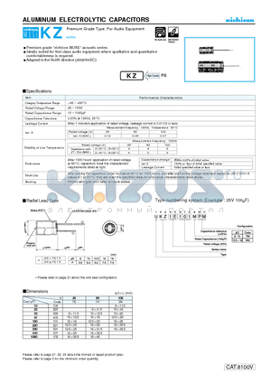 UKZ1H102MPM datasheet - ALUMINUM ELECTROLYTIC CAPACITORS