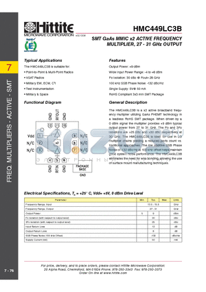 HMC449LC3B_09 datasheet - SMT GaAs MMIC x2 ACTIVE FREQUENCY MULTIPLIER, 27 - 31 GHz OUTPUT