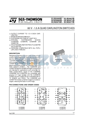 ULN2065B datasheet - 80 V - 1.5 A QUAD DARLINGTON SWITCHES