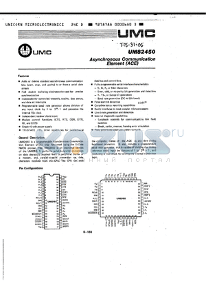 UM82450L datasheet - Asynchronous Communication Element(ACE)