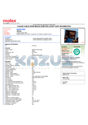 SD-95501-001 datasheet - Modular Jacks, Low Profile, Trough Hole, 8 Positions, 8 loaded, Keyed