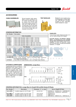 70M-ISW1 datasheet - Jumper Bars for Grayhill G5 and Mini Series I/O Racks