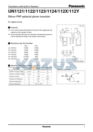 UN1122 datasheet - Silicon PNP epitaxial planer transistor