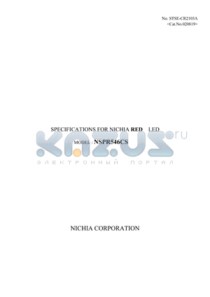 NSPR546CS datasheet - SPECIFICATIONS FOR NICHIA RED LED