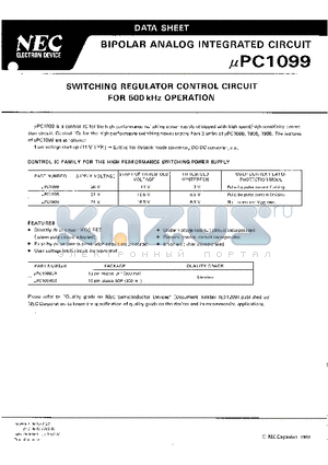 UPC1099CX datasheet - SWITCHING REGULATOR CONTROL CIRCUIT FOR 500 kHz OPERATION