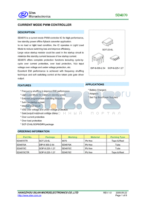 SD4870CTR datasheet - CURRENT MODE PWM CONTROLLER