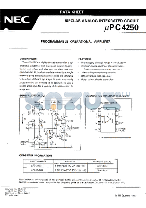 UPC4250C datasheet - PROGRAMMABLE OPERATIONAL AMPLIFIER
