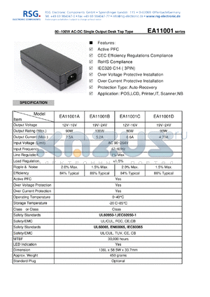 EA11001A datasheet - 80~100W AC-DC Single Output Desk Top Type