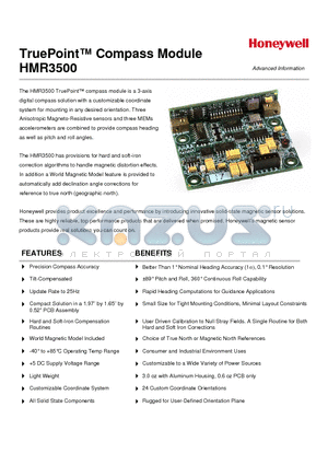 HMR3500 datasheet - TruePoint Compass Module