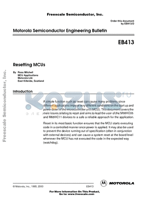 EB413 datasheet - Resetting MCUs