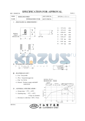 HP12063R3M2 datasheet - SHIELDED SMD POWER INDUCTOR