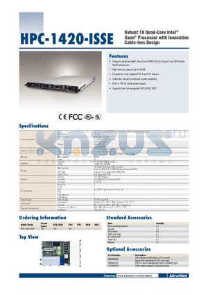 HPC-1420-ISSE datasheet - Robust 1U Quad-Core Intel^ Xeon^ Processor with Innovative Cable-less Design