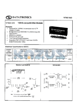 NT803-043 datasheet - 100VG-AnyLAN Filter Module