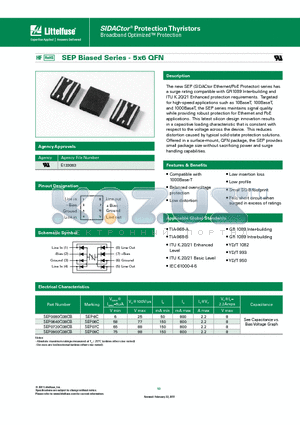 SEP0900Q38CB datasheet - The new SEP (SIDACtor Ethernet/PoE Protector) series has a surge rating compatible