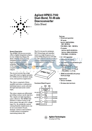 HPMX-7102-BLK datasheet - Dual-Band, Tri-Mode Downconverter