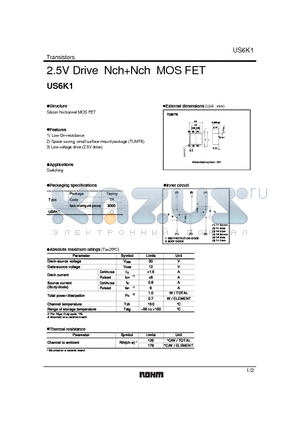 US6K1 datasheet - 2.5V Drive NchNch MOS FET
