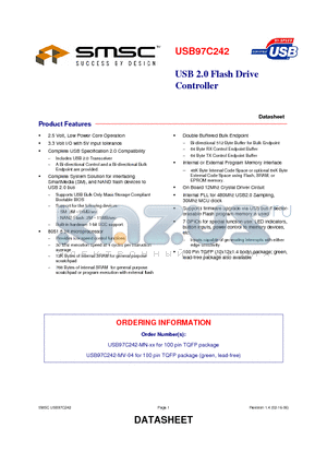 USB97C242-MV-04 datasheet - USB 2.0 Flash Drive Controller