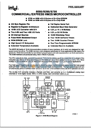 8798 datasheet - COMMERCIAL/EXPRESS HMOS MICROCONTROLLER