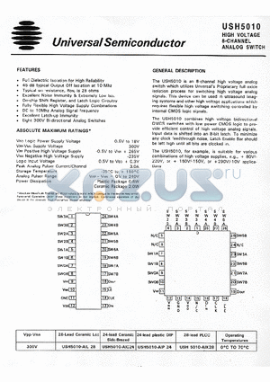 USH5010 datasheet - HIGH VOLTAGE 8-CHANNEL ANALOG SWITCH