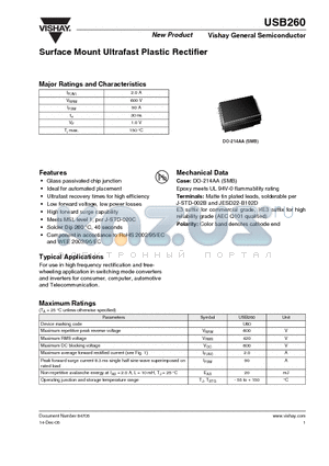 USB260 datasheet - Surface Mount Ultrafast Plastic Rectifier