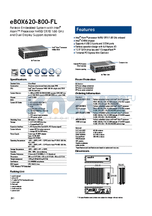 EBOX620-800-FL datasheet - 1 internal PCI Express Mini Card slot