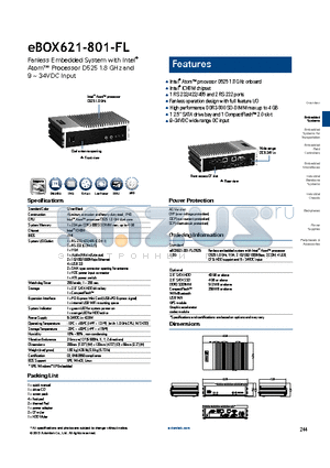 EBOX621-801-FL datasheet - Fanless operation design with full feature I/O