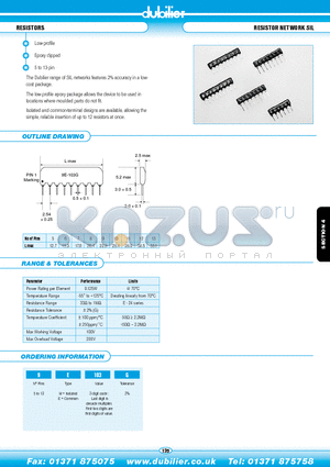 8M103G datasheet - RESISTOR NETWORK SIL