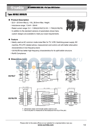 UU16LFNP-152 datasheet - AC COMMON MODE COIL