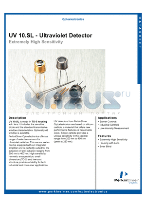UV10.SL datasheet - Ultraviolet Detector