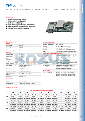 SFS15482R5 datasheet - 10 - 30 WATTS SINGLE & DUAL OUTPUT DC/DC INDUSTRIAL