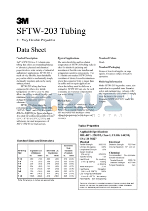 SFTW-203 datasheet - Tubing Very Flexible Polyolefin
