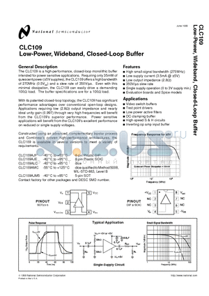 CLC109 datasheet - Low-Power, Wideband, Closed-Loop Buffer
