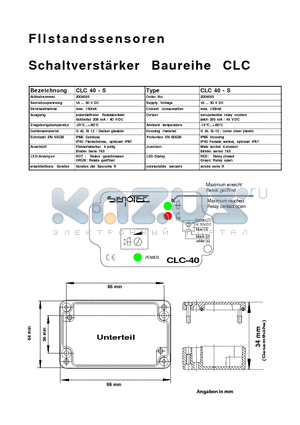 CLC40-L15 datasheet - Fllstandssensoren Schaltverstarker Baureihe CLC