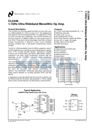 CLC449AJE datasheet - 1.1GHz Ultra-Wideband Monolithic Op Amp